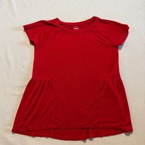 Wonder Nation Red Girls Size Large 10/12 Short Sleeve Tee Peplum Style